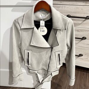 EVIE Women's Light Gray Brushed Leather Jacket